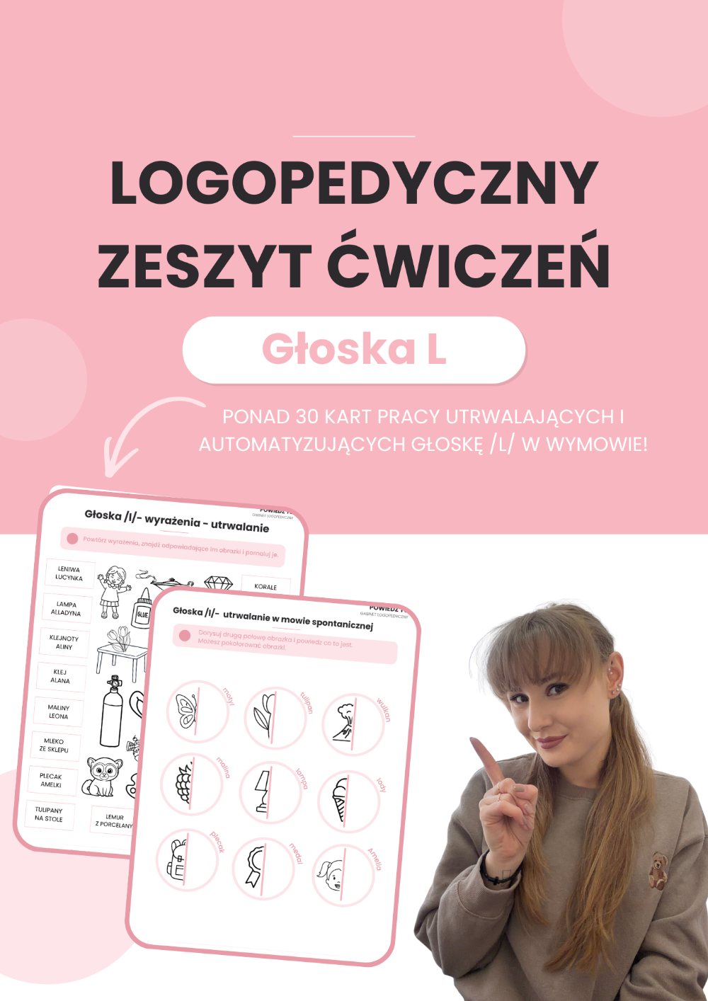Logopedyczny Zeszyt Cwiczen do gloski L, ponad 30 kart pracy do druku