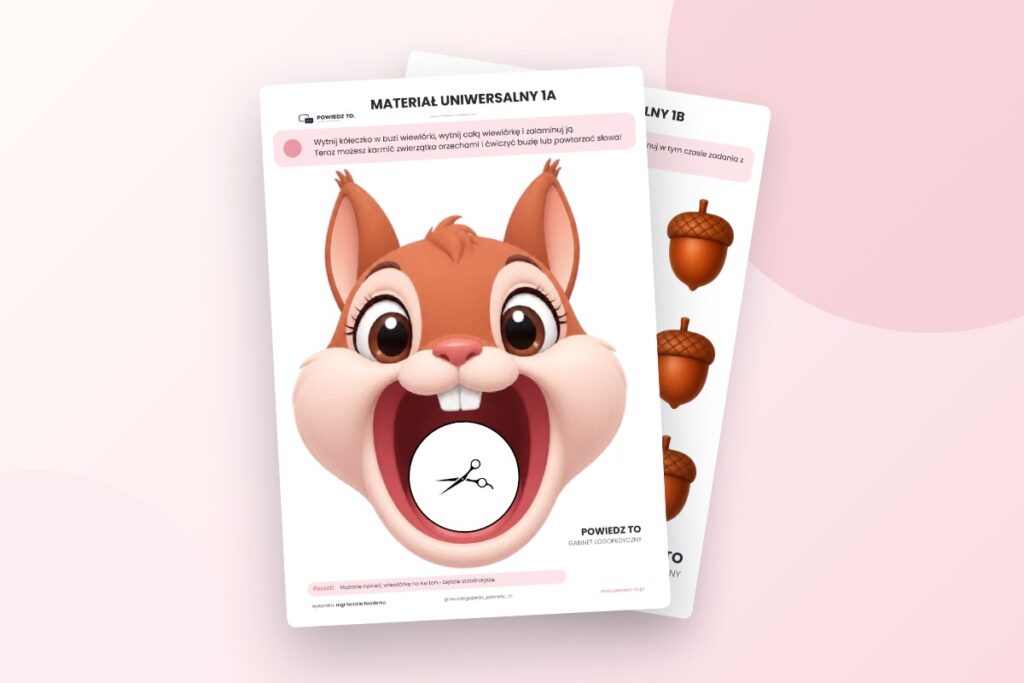 Karmienie wiewiórki. Darmowy materiał logopedyczny do druku