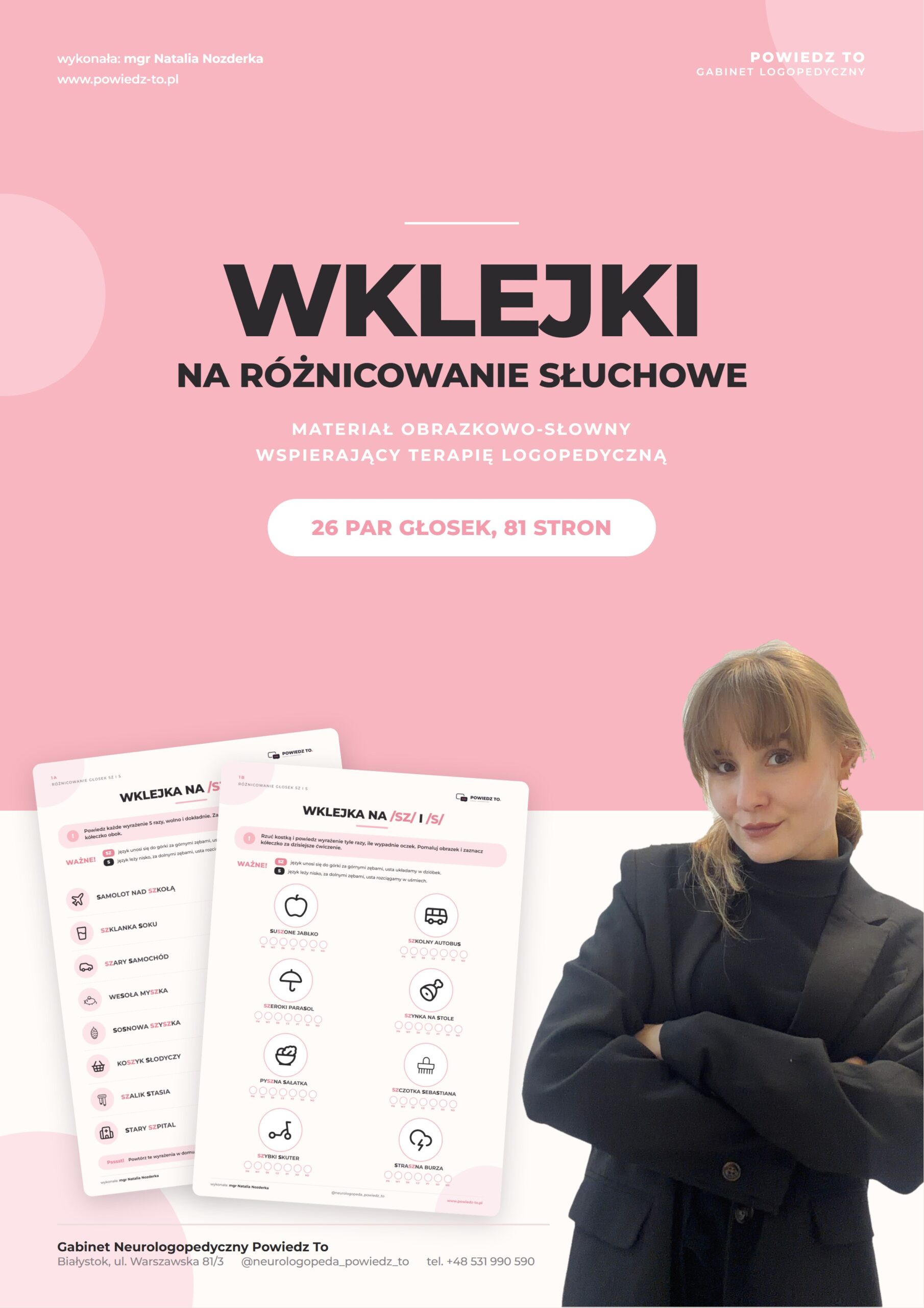 Wklejki na różnicowanie słuchowe, okładka materiału